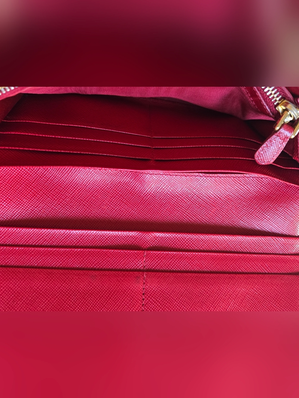 Prada Red Saffiano Bow Clutch Wallet COA Included - Picture 10 of 13